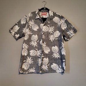 RJC Men's Pineapple Hawaiian Button Up Short Sleeve Shirt Size XL Made in USA